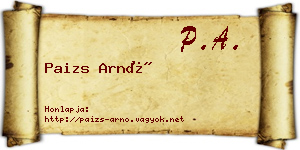 Paizs Arnó névjegykártya